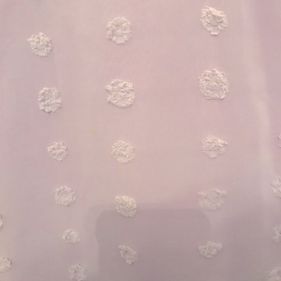 NWOT Womens Puff Long Sleeve ChiffonRuffle Mock Neck with Swiss dots. - Picture 2 of 8